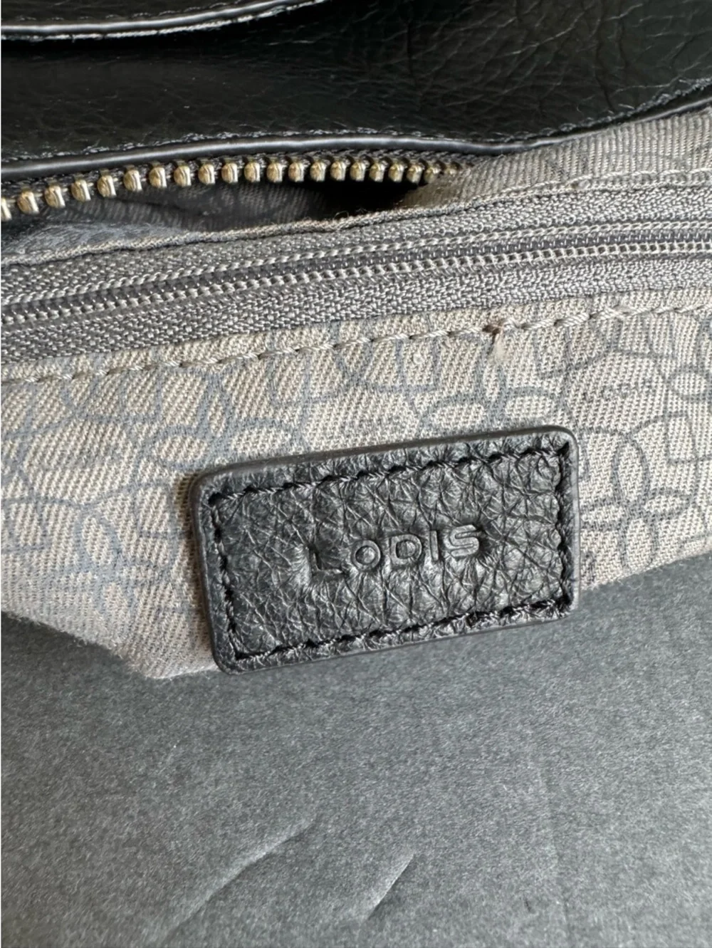 LODIS Black Leather Shoulder Tote Bag‎ Work Laptop Travel Purse